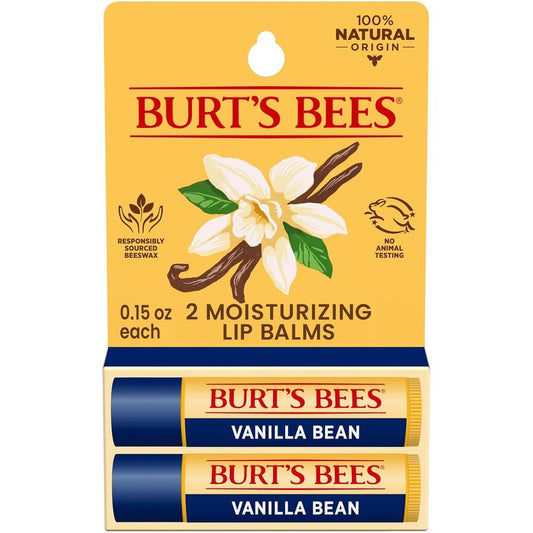 Burt's Bees Vanilla Bean Lip Balm - 100% Natural Moisturizer | 2 Tubes, 0.15 oz Each