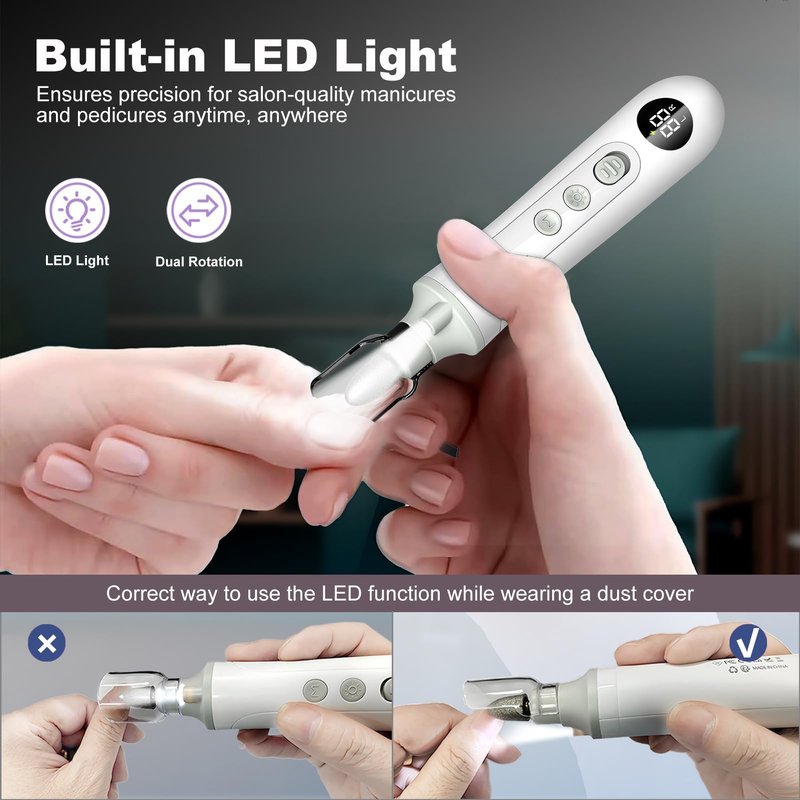 Electric Foot Callus Remover,Cordless Electric Foot File with LED Light,5000RPM-Faster Callus Remover for Feet,8-in-1 Foot Scrubber Perfect for Dead,Hard Cracked Dry Skin,Thick Toenail Ideal Gift
