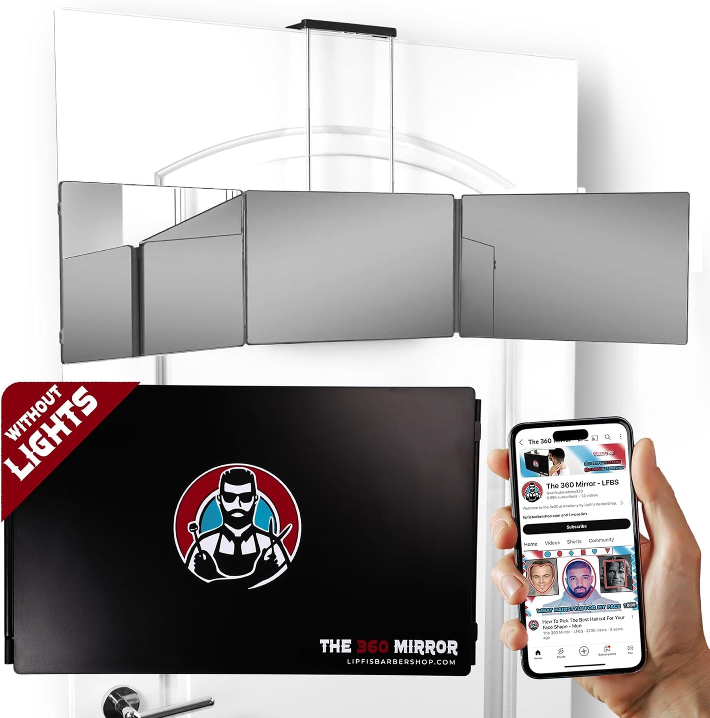 360 Mirror - Adjustable 3-Way Trifold Mirror for Self Hair Cutting | Ideal for Men & Women