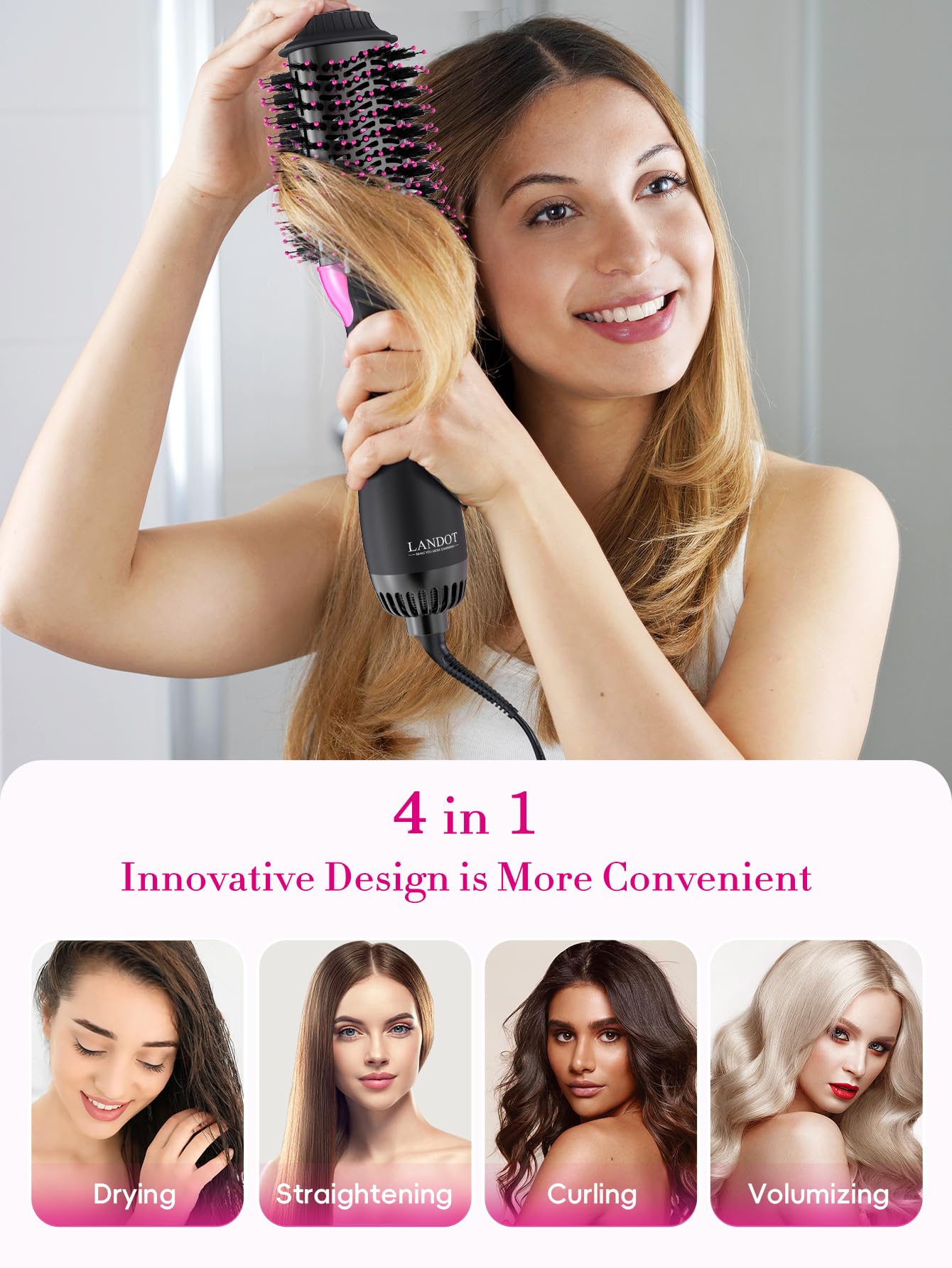 Hair Blow Dryer Brush - 60mm Hot Air Brush for Volumizing & Smooth Blowouts