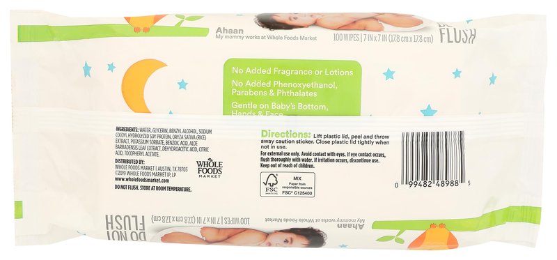 365 by Whole Foods Market, Soft & Strong Disposable Baby Wipes, Fragrance-Free, 100 Count
