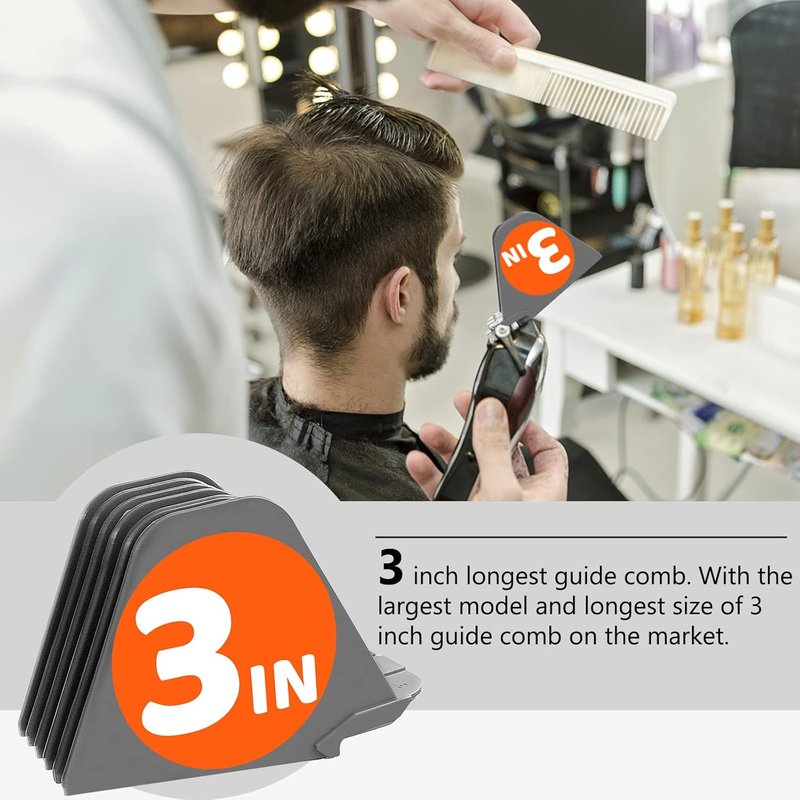 Hair Clipper Guards - 8-Piece Set for Wahl Full-Size Clippers | Gray 3-Inch Size