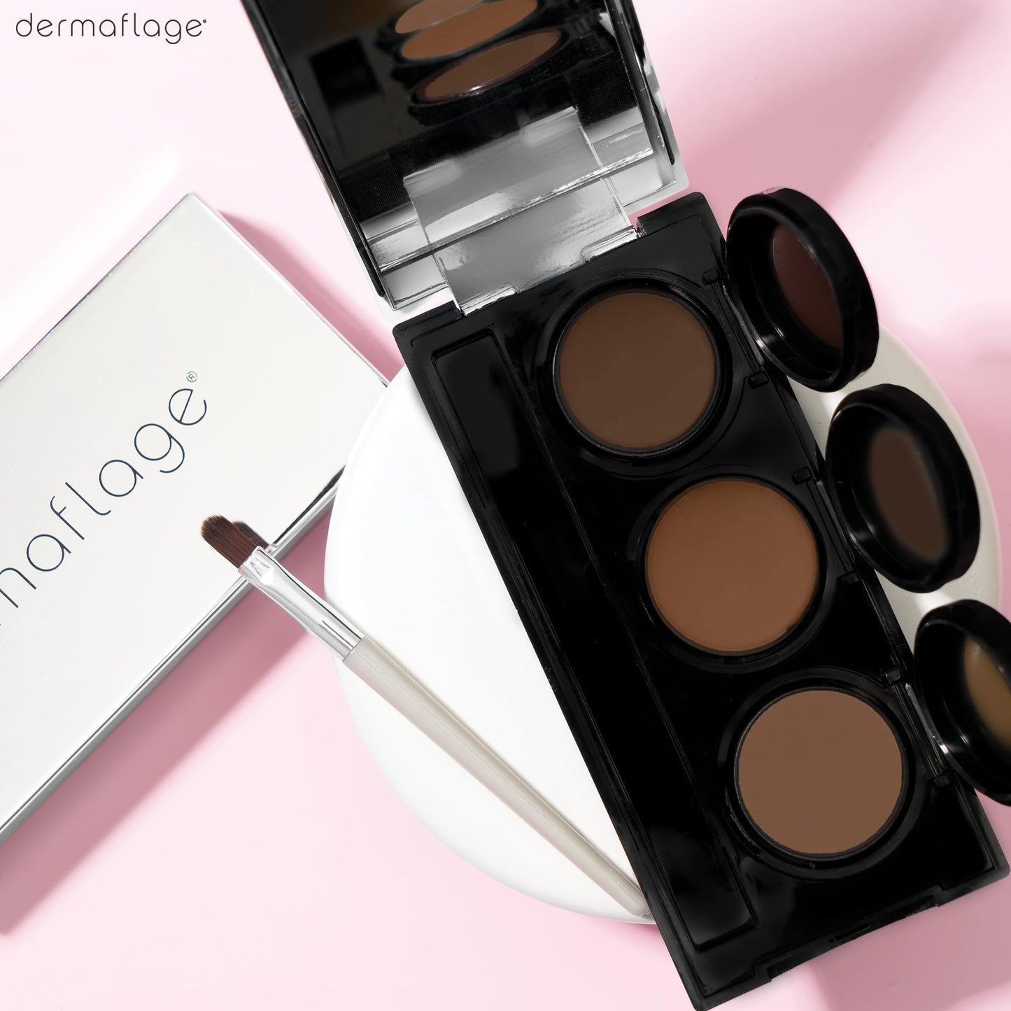 Full Coverage Concealer Palette, Waterproof Concealer Cream, 3 Colors + Brush, by Dermaflage
