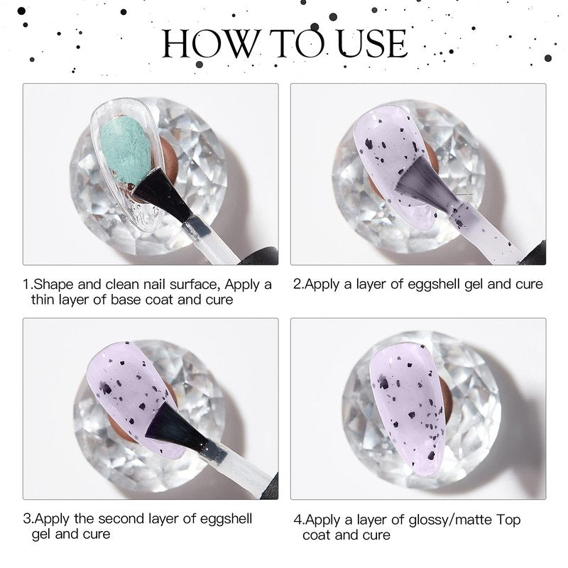 MEET ACROSS Jelly Eggshell Gel Nail Polish Set 6 Colors Pink Green Purple Crackle Gel Polish Summer Macaron Collection Nail Polish UV LED Soak Off Nail Art at Home (Jelly Eggshell)