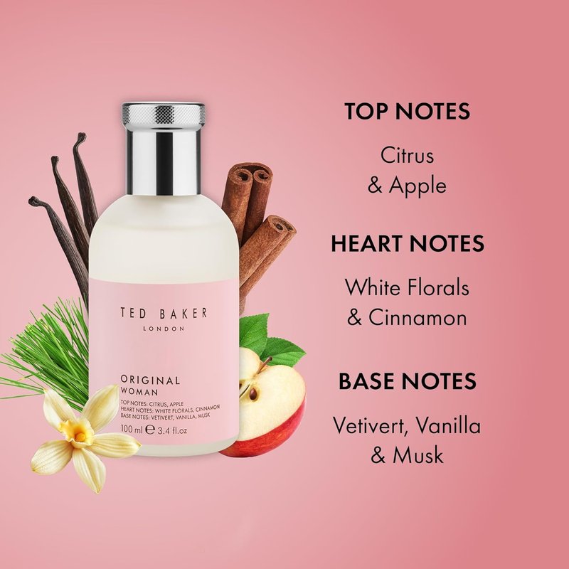 Ted Baker Pink EDT | Floral Green Women's Fragrance with Peach, Bergamot & Musk | 3.38 fl oz