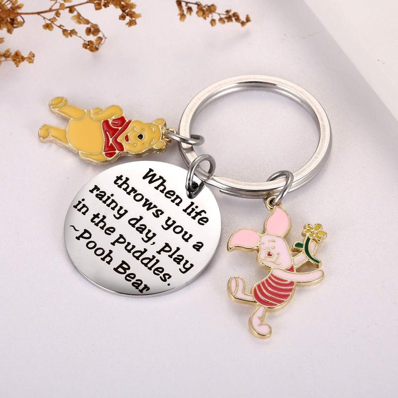 Pooh Bear Piglet Keychain - Cute Party Decor & Inspirational Gift | Perfect for Rainy Days