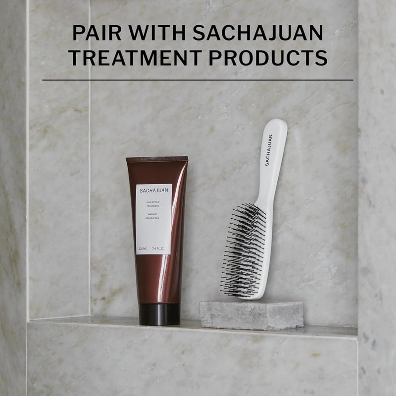 SACHAJUAN Detangling Hairbrush - Gentle Knot Removal for Wet & Dry Hair | Soft Nylon Bristles & Flexible Pins