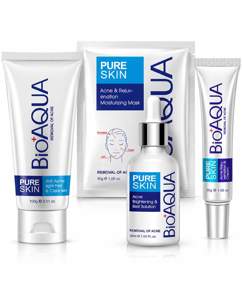 Bioaqua Skincare Kit - Facial Skin Care Sets & Kits with Face Cleanser, Sheet Masks, Essence Oil & Spot-Care Cream - Face Care Set for Women, 4-in-1