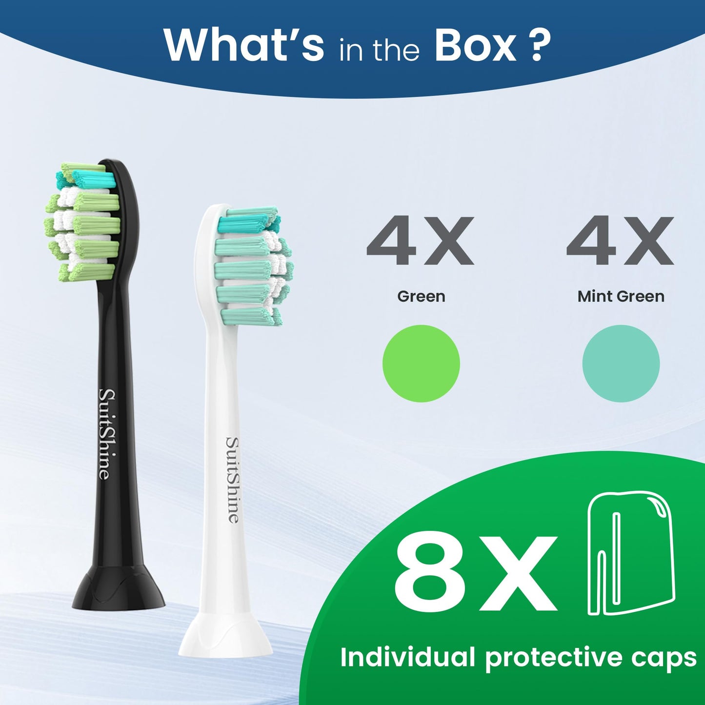 SuitShine Replacement Toothbrush Heads Compatible with Philips Sonicare and More Click-on Handles