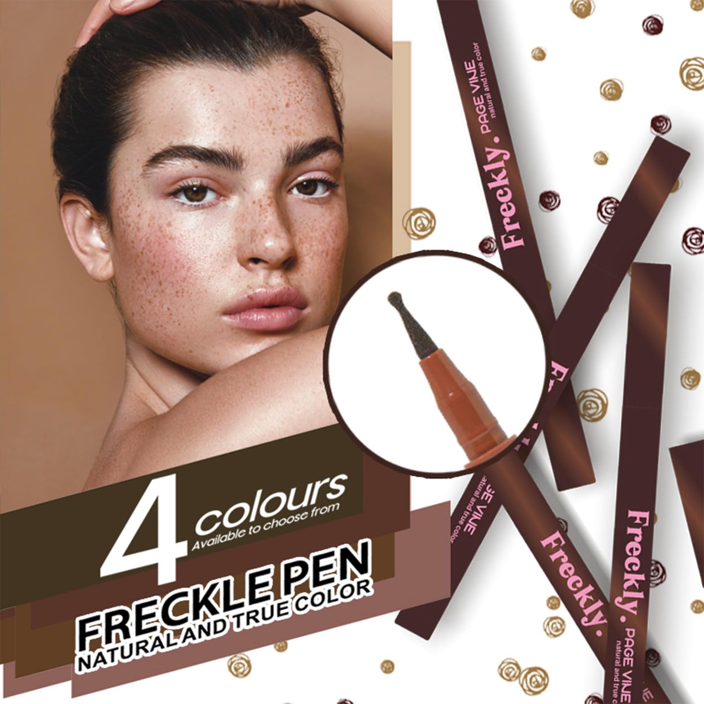 CLLFUU Freckle Pen,2 PCS Faux Freckle Stamp Waterproof,Fake Face Freckles Stain Makeup Long Lasting Quick Dry,Natural Lifelike Soft Dot Freck Pen 2PCS-02 Medium