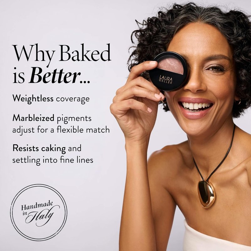 Laura Geller Baked Balance-n-Brighten Color Correcting Powder Foundation - Light | Buildable Medium Coverage, Demi-Matte Finish