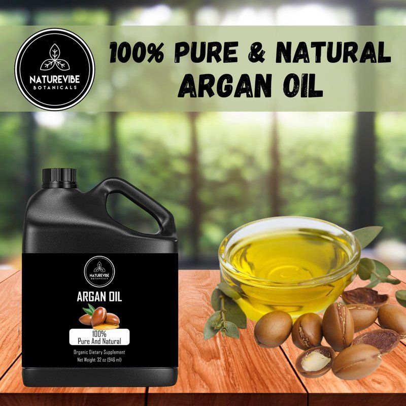 Argan Oil 32 Fl Oz - Cold Pressed, Unrefined Moroccan Oil for Hair, Skin & Massage | Natural Carrier Oil for DIY Beauty