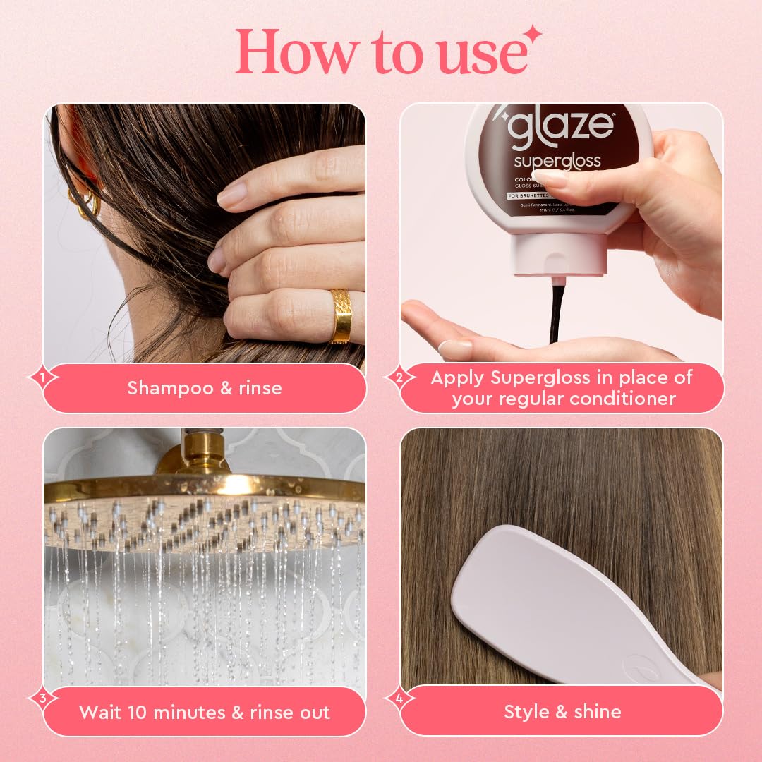 Glaze Supergloss Color Conditioning Gloss With Dispensing Pump – Hydrating Semi-Permanent Color Hair Gloss & Shine Boost – Vegan, Cruelty-Free
