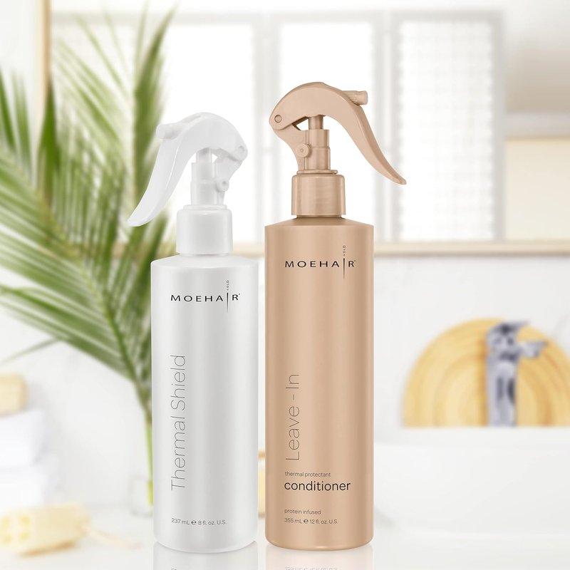 Moehair Heat Protectant Spray & Leave-In Conditioner - Nourishing Hair Care | 8 Fl. Oz & 12 Fl. Oz