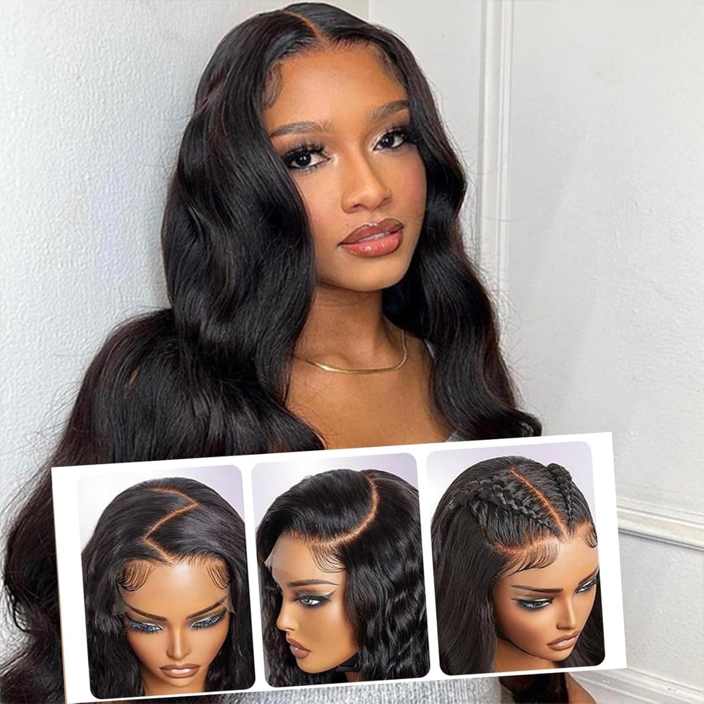 Marshey Synthetic Lace Front Wig 13X6 Lace Front Wigs for Black Women Wear and Go Glueless Wigs as Human Hair Pre Plucked Pre Cut Frontal Wig (Black, 26 Inch)