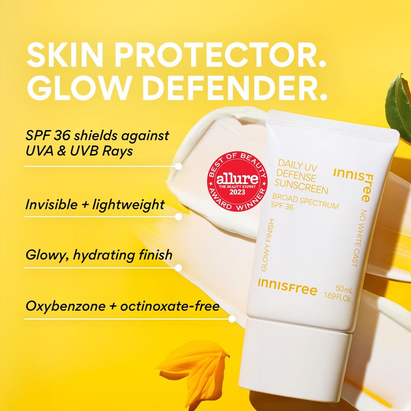 Innisfree Daily UV Defense SPF 36 Jumbo – Korean Face Sunscreen, Invisible Finish, Broad Spectrum, No White Cast, Lightweight, Hydrating