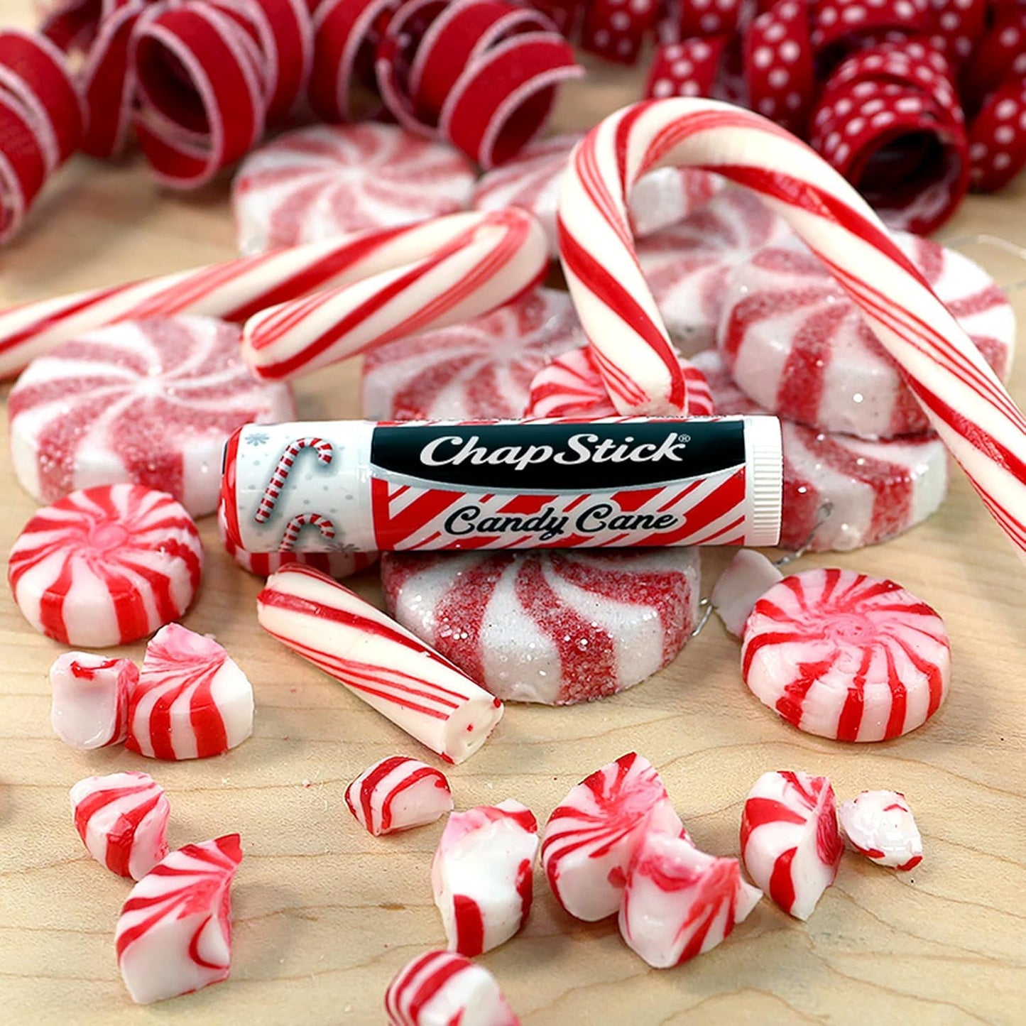ChapStick Bulk Lip Balm, Candy Cane Packs (12 Sticks) – Fresh & Minty Lip Moisturizer, Stocking Stuffer, 0.15 Oz Ea