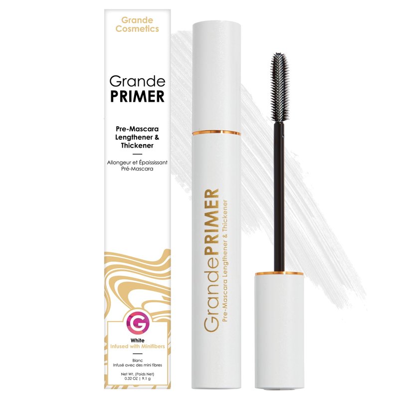 Grande Cosmetics GrandePRIMER Pre-Mascara Lengthener & Thickener with Peptides - Smudge-Proof, Water-Resistant & Contact Lens Safe - for Longer & Thicker Looking Lashes (0.32 oz)