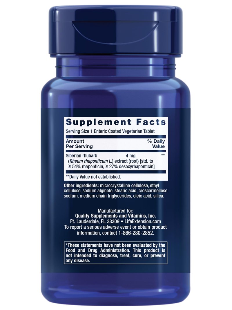 Life Extension Menopause Relief – Siberian Rhubarb, Menopause Supplement for Women, Ease hot Flashes, Mood Swings, Night Sweats Relief, Hormone-Free, Gluten-Free, Non-GMO, Vegetarian, 30 Tablets