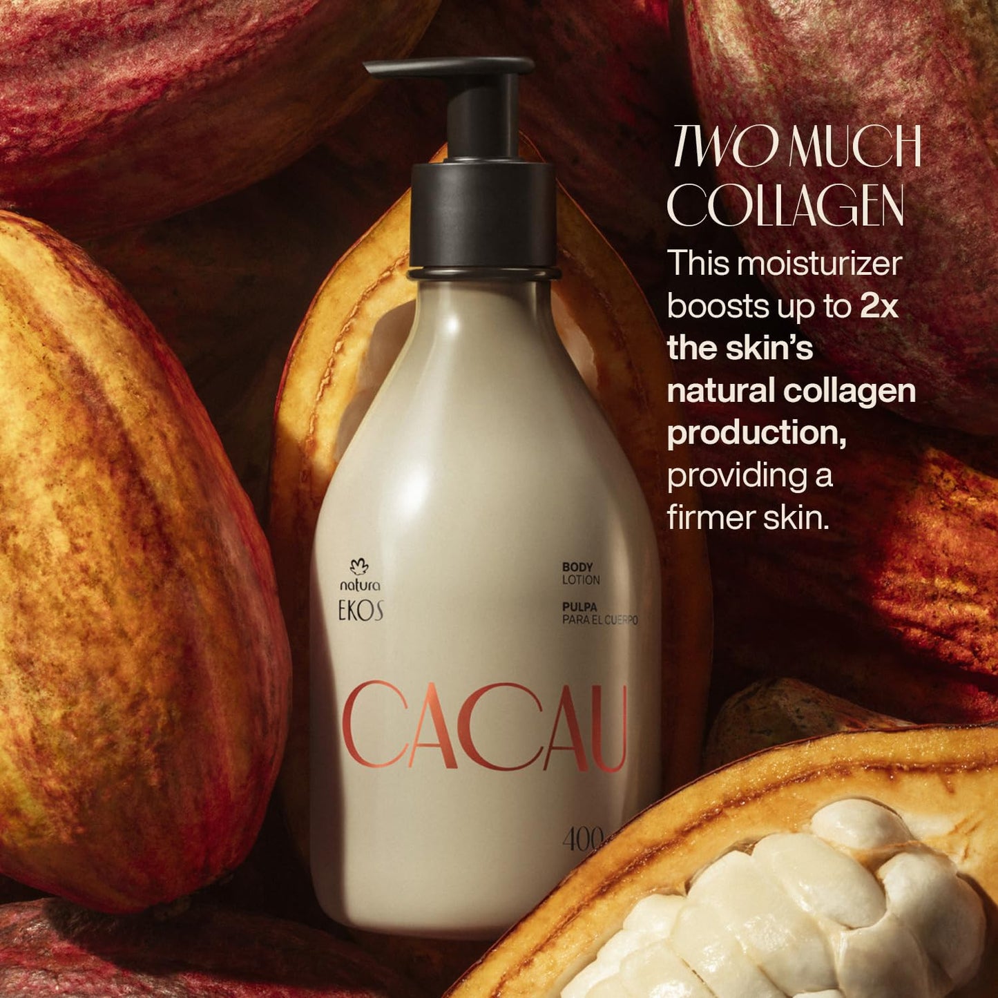 natura Ekos Cacau Collagen Boosting Body Lotion - Vegan Skin Care - Moisturize & Firm Skin Texture - Boost Collagen Production - Brazilian Beauty Secrets - Self Care & Body Care - 13.5 fl oz (400 ml)