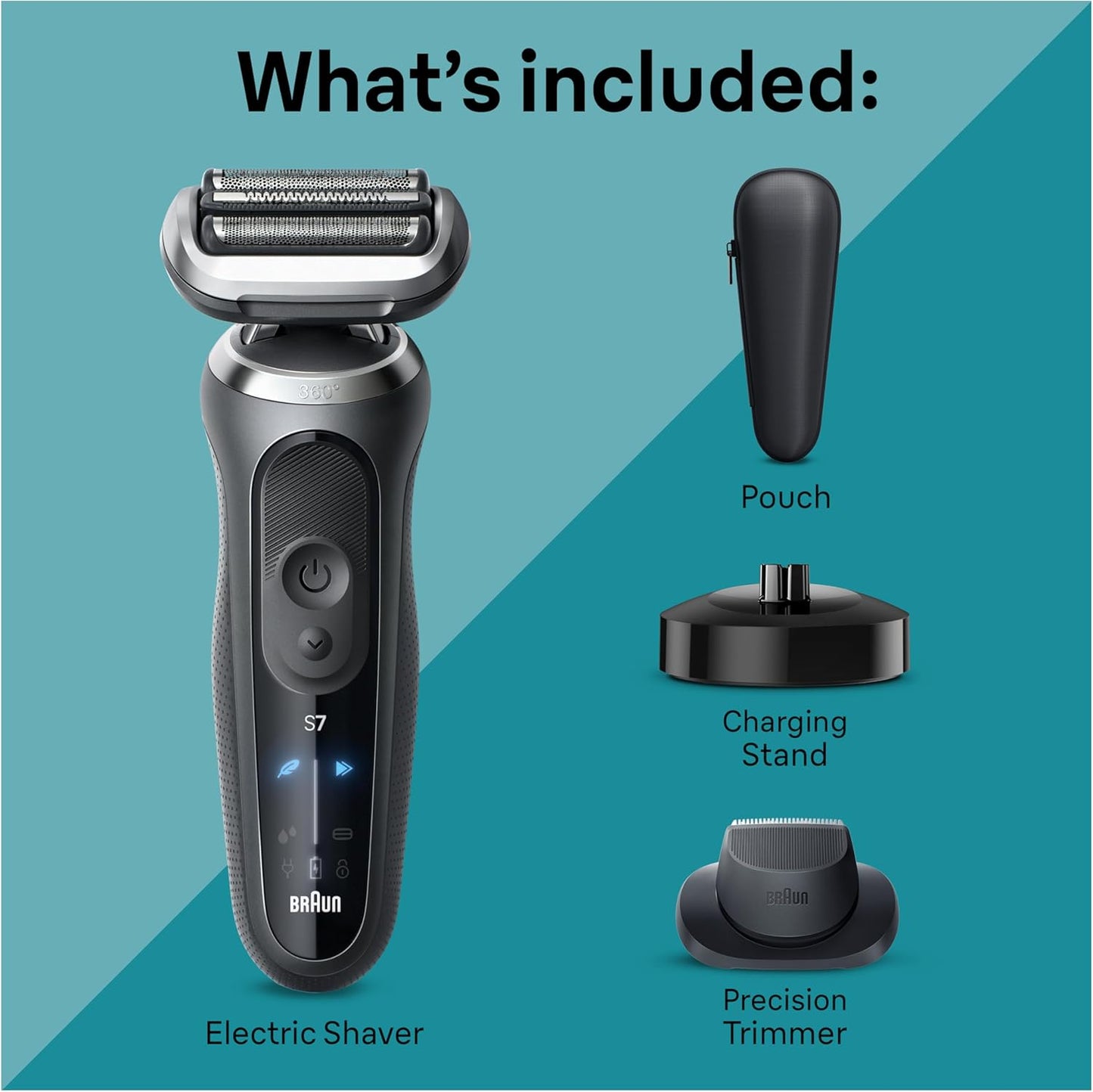 Braun Electric Shaver for Men - Series 7 7127cs | Waterproof Wet & Dry Shaving, Beard Trimmer, Space Grey