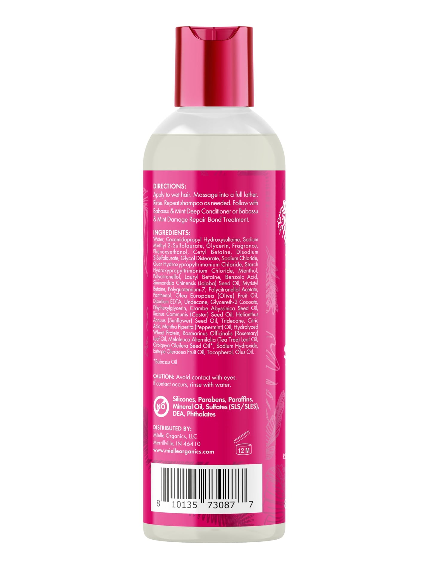 Mielle Organics Babassu & Mint Damage Repair Hair Shampoo - Hydrating Shampoo & Scalp Build-Up Remover - Gently Cleanses & Preps for Repair (8 fl oz)