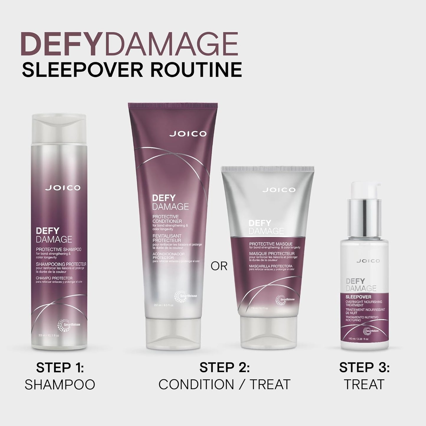 Joico Defy Damage Sleepover Treatment - Nourishing Overnight Formula | Strengthens Hair & Reduces Breakage | With Arginine & Keratin