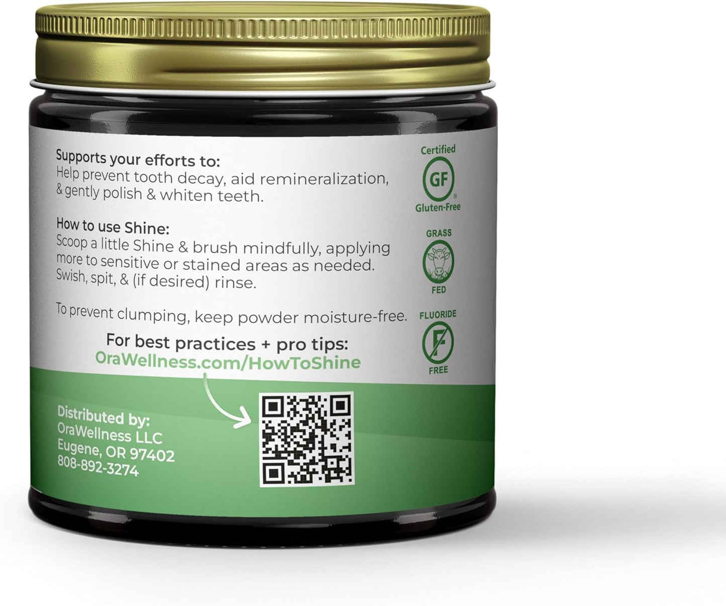 OraWellness Shine Tooth Powder - Remineralizing Mint Formula for Natural Teeth Whitening | Fluoride-Free, Microcrystalline Hydroxyapatite