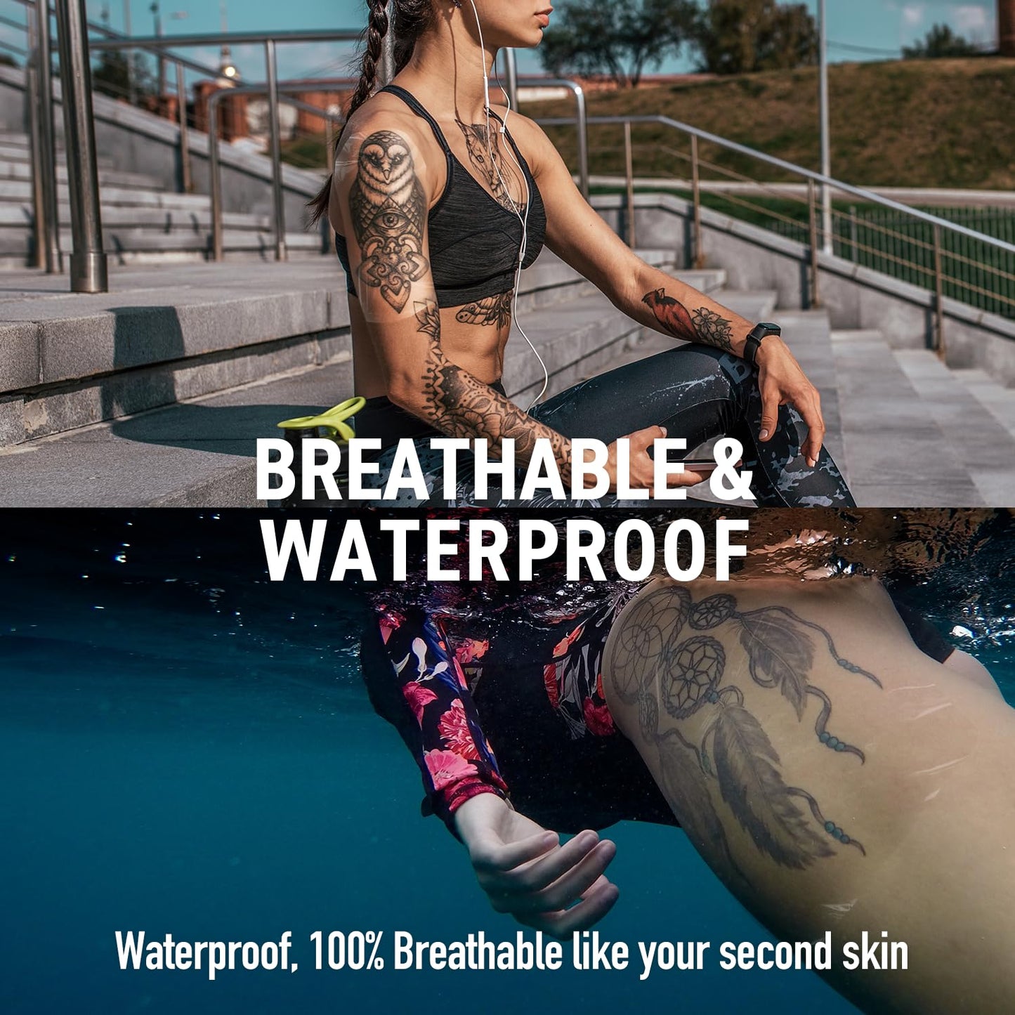 Tattoo Aftercare Bandage For Skin Waterproof: 10 in x 4yd Second Skin Cover Fast Healing With Arnica & Vitamin E - Sterile Aftercare Wrap For New Tattoo For Swimming Shower For Man Women (10 in x 4yd)