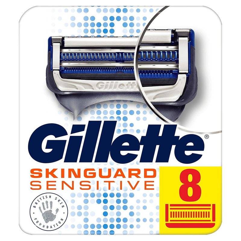 Gillette Skinguard Razor Blades for Men - Sensitive Refills with Precision Trimmer | 8 Count Pack