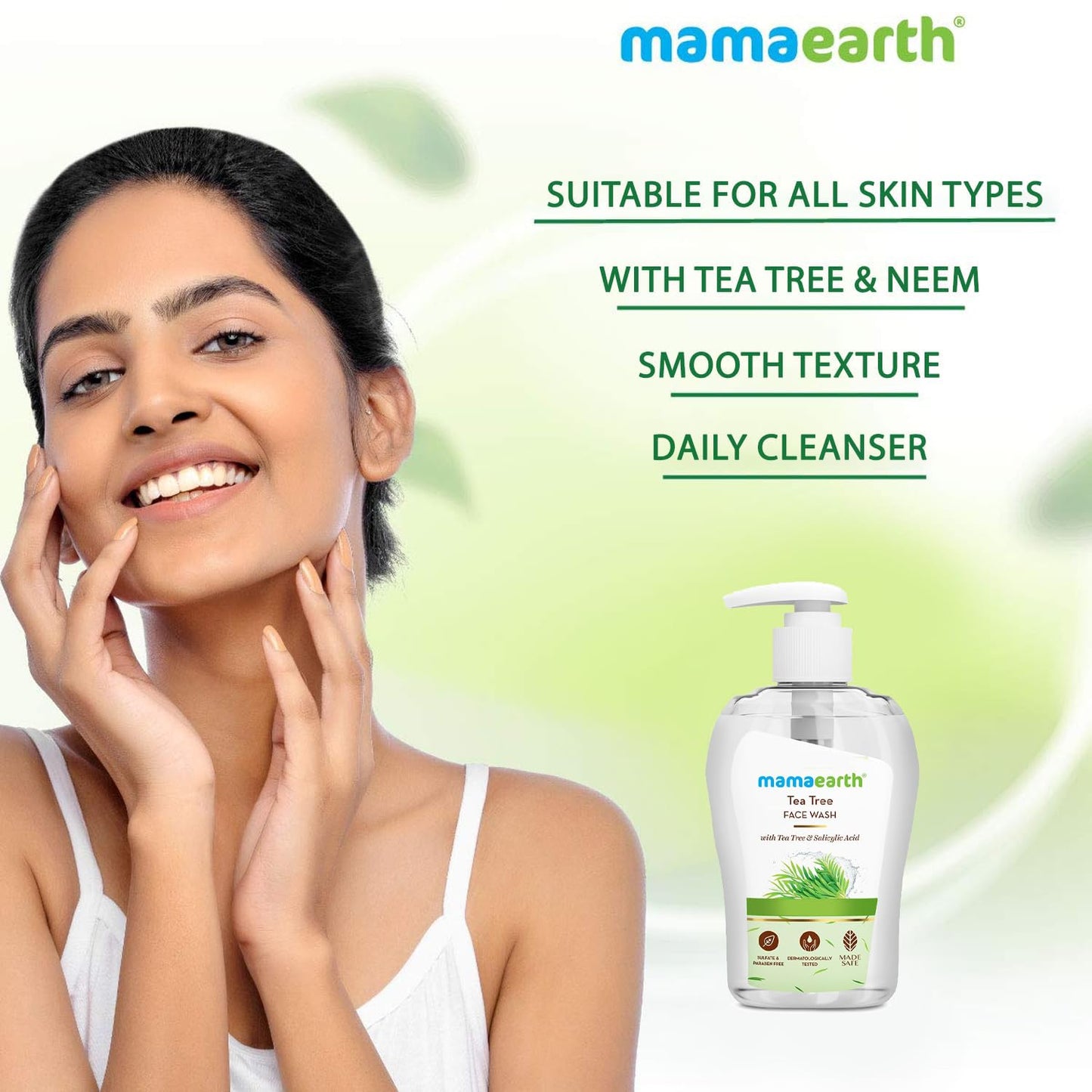 MAMAEARTH Tea Tree Face Wash with Tea Tree & Neem 8.45 Fl Oz (250ml)