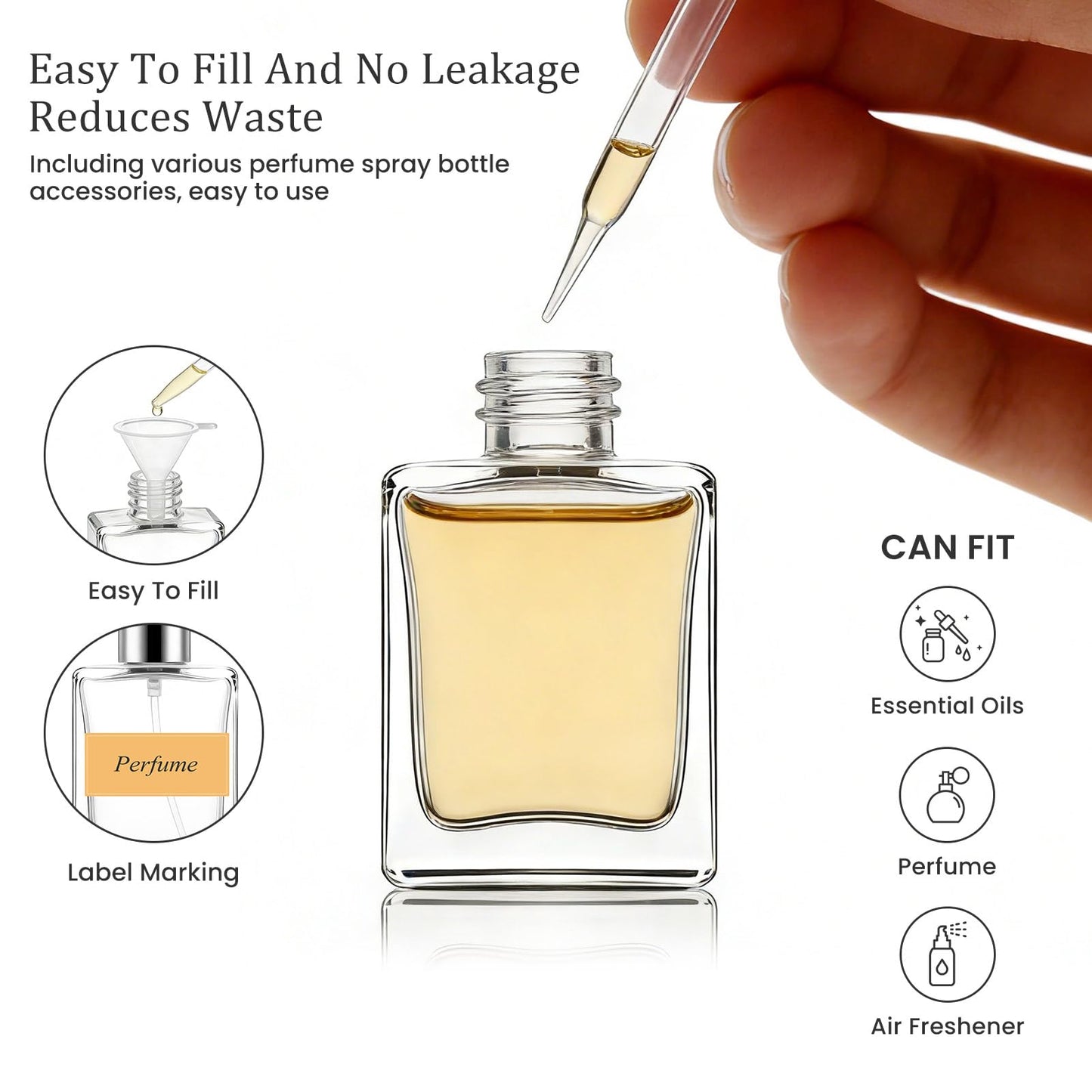 30 Pack 15 ML Glass Perfume Bottles Clear Portable Perfume Spray Bottle Empty Perfume Container Travel Refillable Mini Fine Mist Sprayer Atomizer (80 Pcs Labels, 10 Funnels, 10 Dropper, 10 Dispenser)