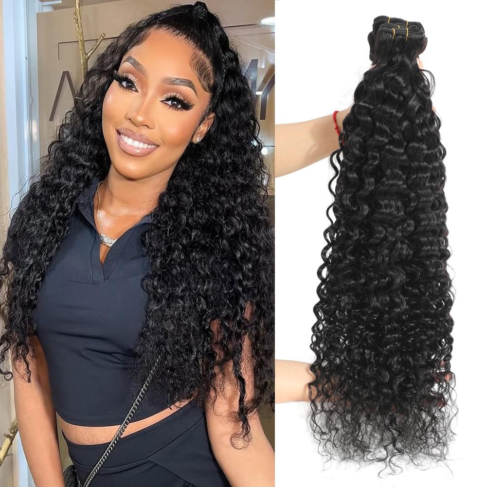 Water Wave Human Hair Bundle 22 Inch 12A Double Silky Soft Weft Curly Bundles Wet And Wavy Braidable Brazilian Hair For Women As Extensions