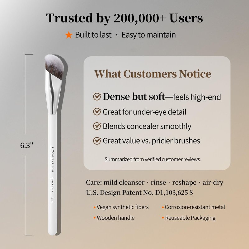 Albeaut Concealer Brush, Angled Under Eye Makeup Small Foundation Precision Face Blending Brush (193 concealer brush), 1pc