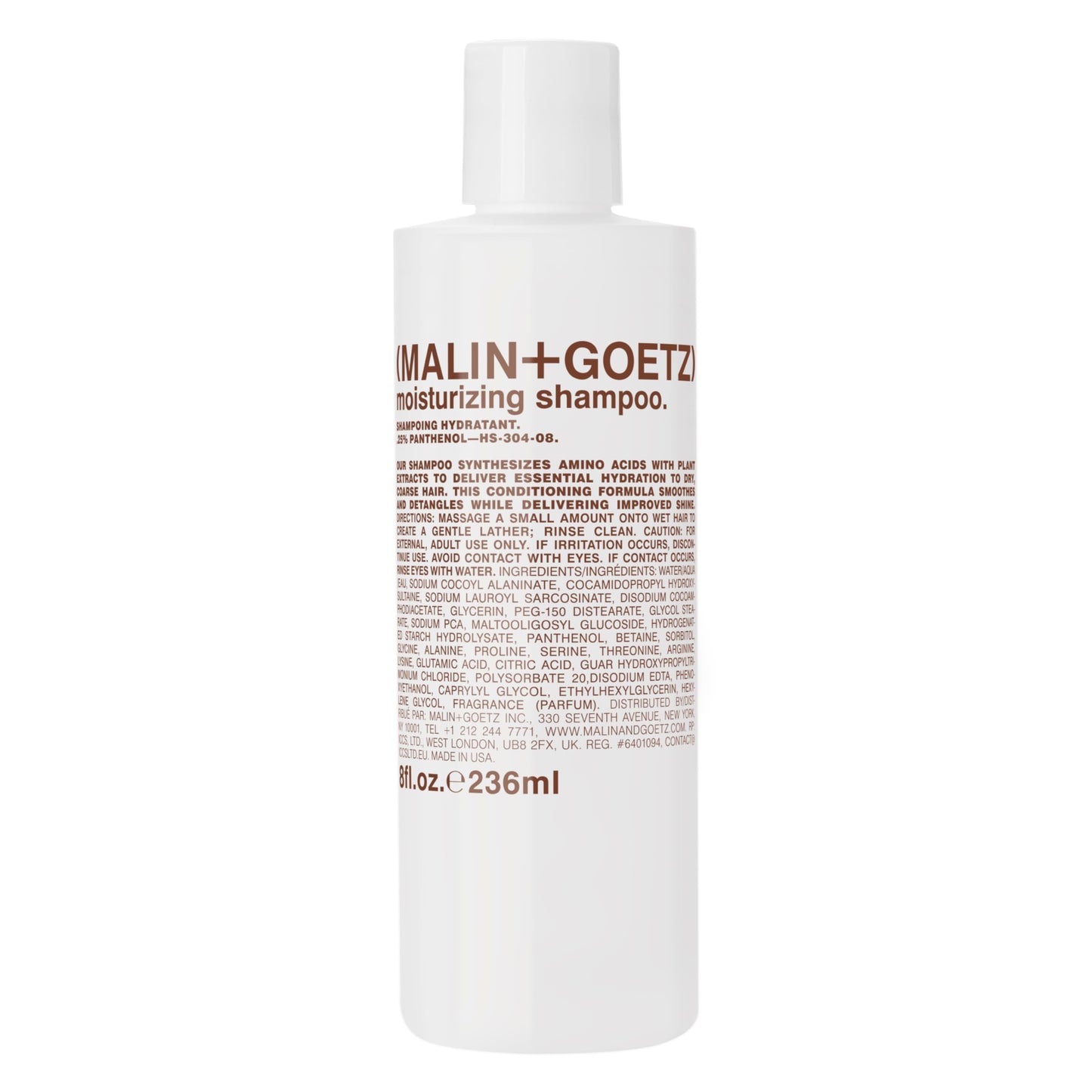 MALIN+GOETZ Moisturizing Shampoo | Hydrating Neroli and Basil Formula | Daily Cleanser with Amino Acids | For All Hair Types | Vegan, Sulfate-Free & Unisex