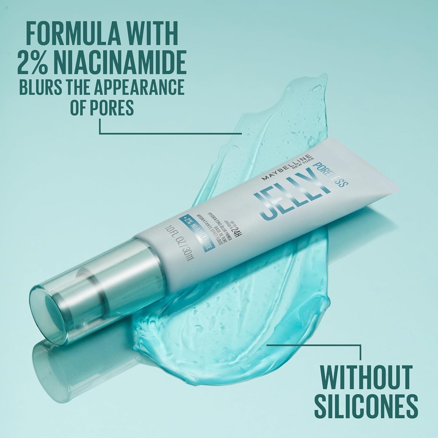 Maybelline Poreless Jelly Primer - Hydrating Blurring Makeup Primer with 2% Niacinamide | Clear, 1 Count