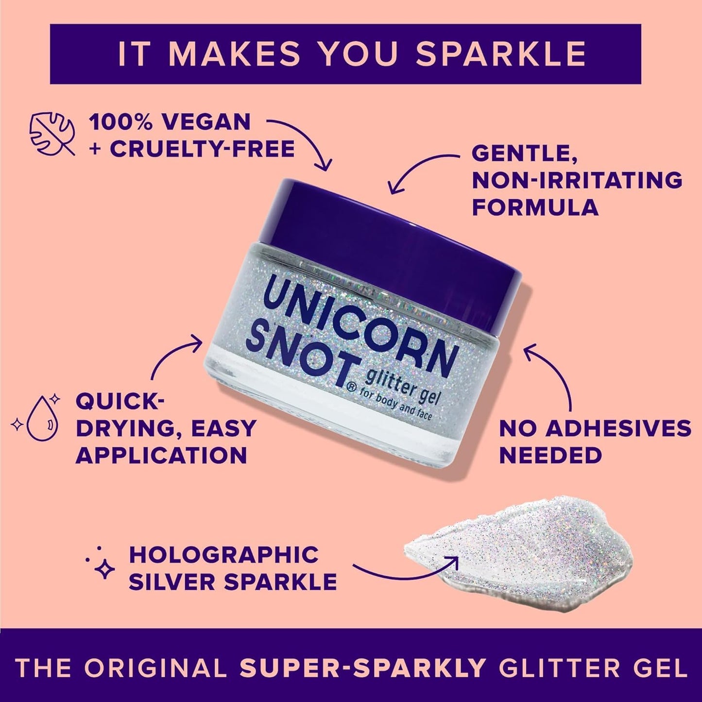 UNICORN SNOT Face & Body Glitter & Glitter Lip Gloss Bundle - Makeup for Festivals, Raves, Anime Cosplay - Safe for Face, Easy Application & Removal (Disco)