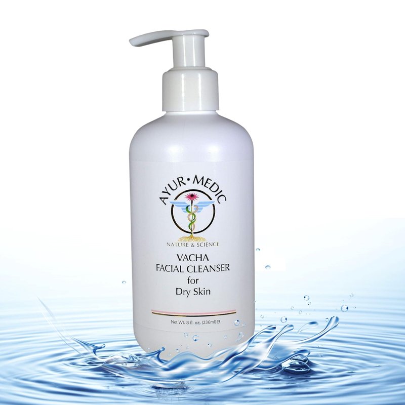 Ayur-Medic Vacha Facial Cleanser – Rich Cleansing Milk for Dry, Sensitive Skin, Gently Removes Makeup, Dirt, Oil, and Impurities. Hydrates, Soothes, and Nourishes for Smooth, Radiant Skin, 8 oz