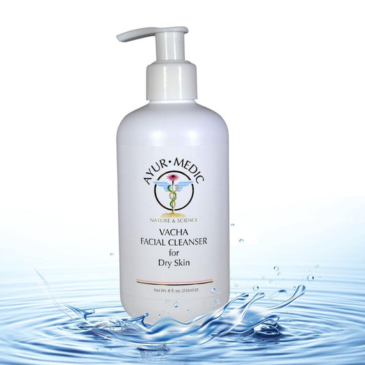 Ayur-Medic Vacha Facial Cleanser – Rich Cleansing Milk for Dry, Sensitive Skin, Gently Removes Makeup, Dirt, Oil, and Impurities. Hydrates, Soothes, and Nourishes for Smooth, Radiant Skin, 8 oz