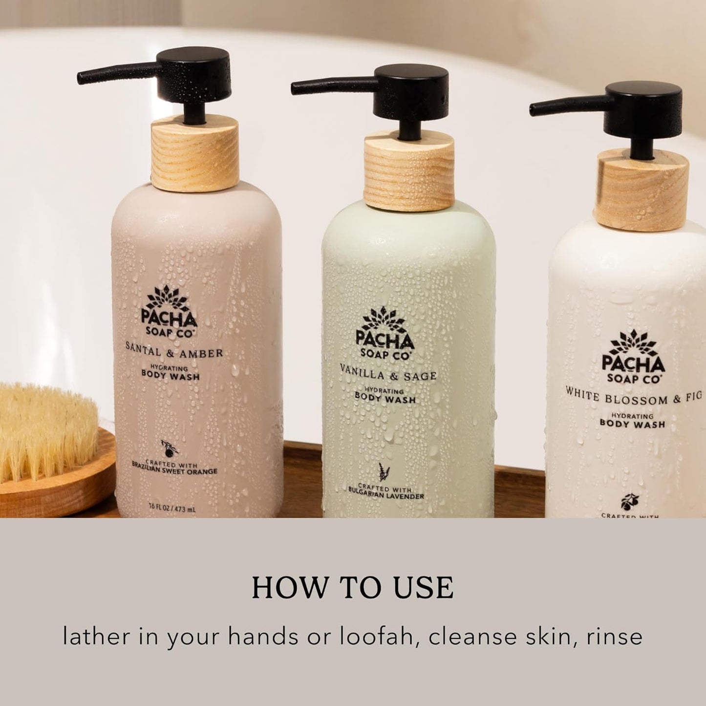 Pacha Soap Co. Body Wash - Hydrating Vanilla & Sage Scent | Paraben-Free, 2-Pack (16 fl oz Each)
