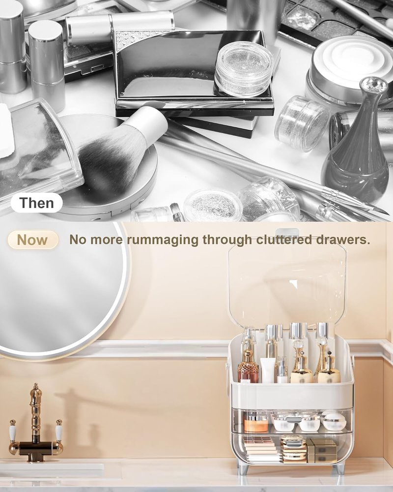 Makeup Organizer - Countertop Skincare Holder & Cosmetic Storage Box | Ideal Teen Girl Gift for Vanity & Dresser