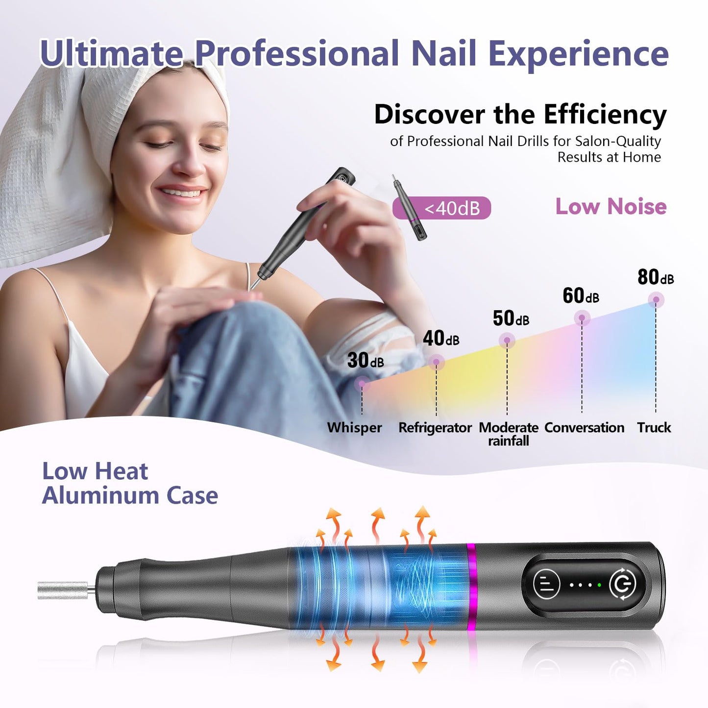 TUOBEO Cordless Nail Drill, Rechargeable Electric Nail File, 11 Bits