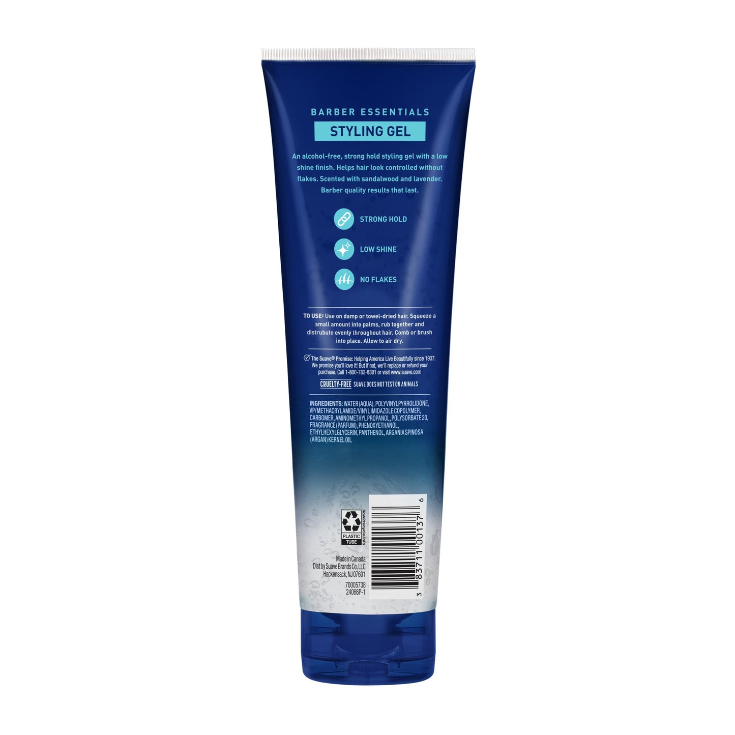 Suave Barber Essentials Styling Gel for Men, Strong Hold and Low Shine, No Flakes, Barber-Quality Results, 9 oz