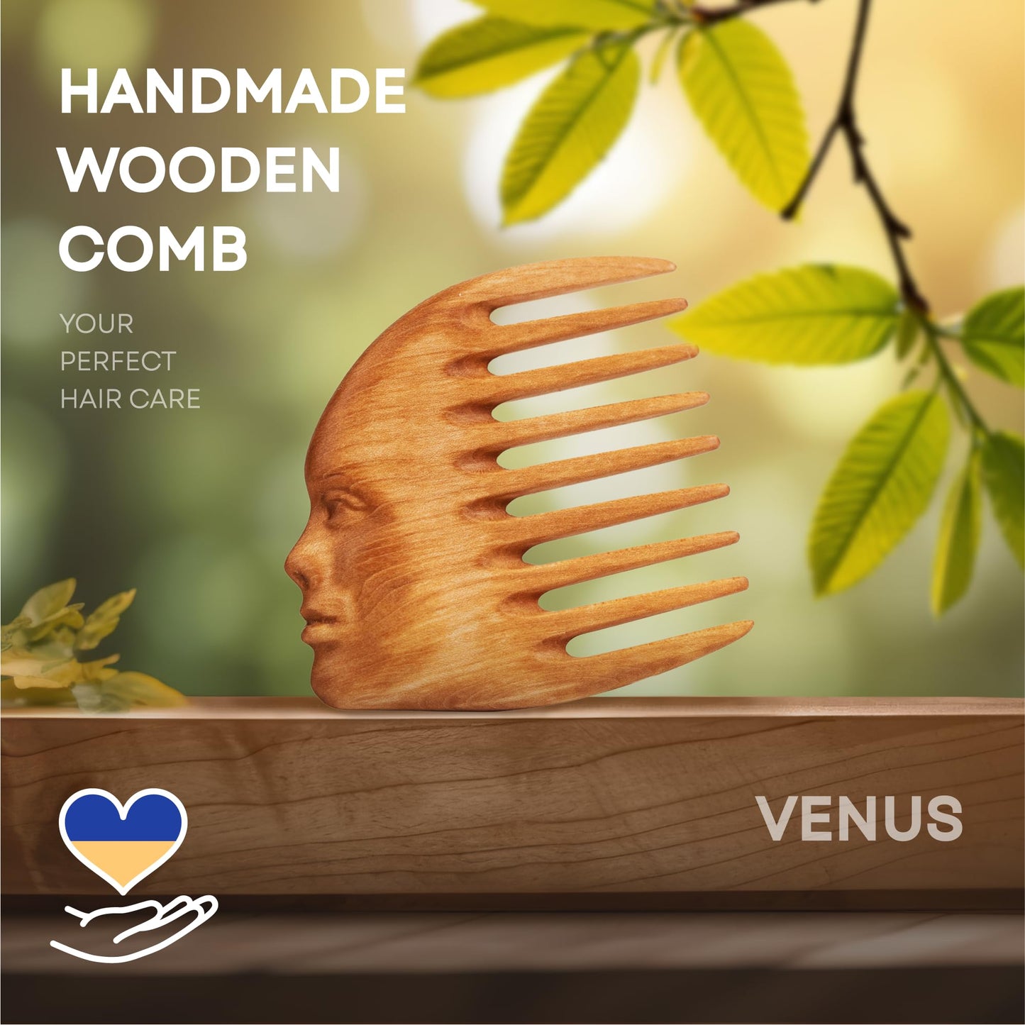 Product image Handmade Wooden Hair Comb for Women Natural Wood Hair Care Scalp Massager Eco-Friendly Perfect for use with Balms and Oils French Hair Comb Wooden Comb for Long Hair Wide Tooth Comb (Pear)