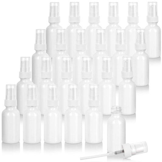 JUVITUS (24 pack) 1 oz High Shine Gloss Glass Boston Round Bottle with White Treatment Pump