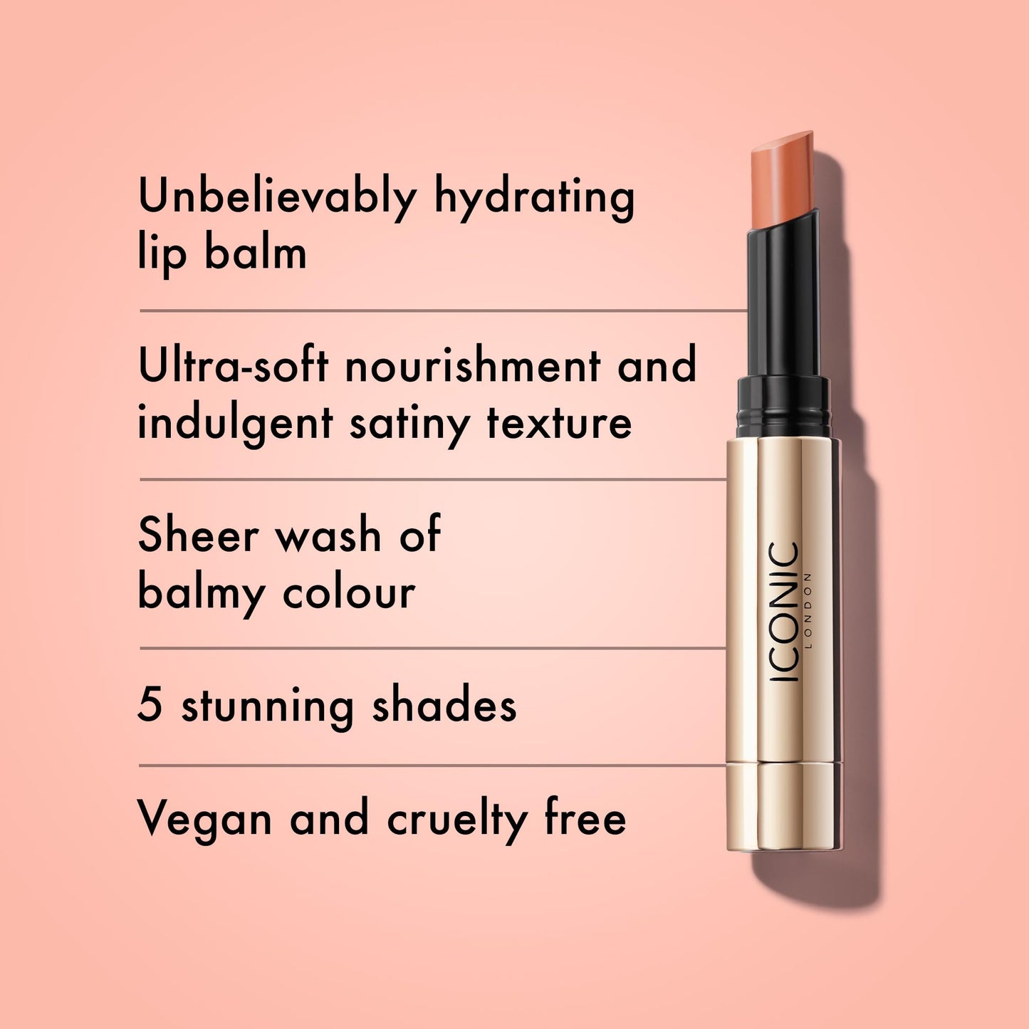 ICONIC LONDON Melting Touch Lip Balm | Hydrating Lip Balm, Non Sticky, Sheer Wash of Colour, Cruelty Free, Vegan Makeup (Strapless) 0.10 Fl oz