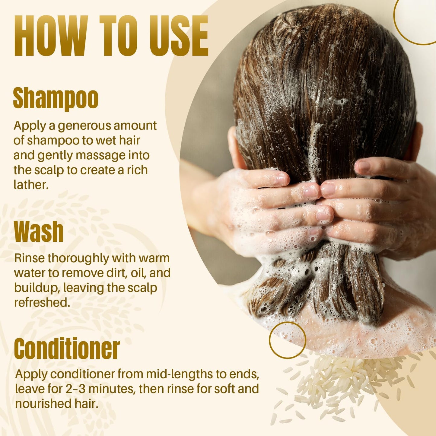 Rice Water Shampoo and Conditioner Set, Sulfate Free - 16 fl oz Each