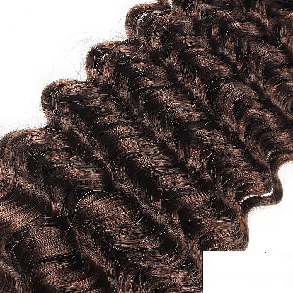 Human Hair Bundles Deep Wave 24 Inch Single Bundle #4 Chocolate Brown Human Hair Unprocessed Native Virgin Hair 100g Total 1 Extension Wet and Wavy Human Hair Extensions for Black Women