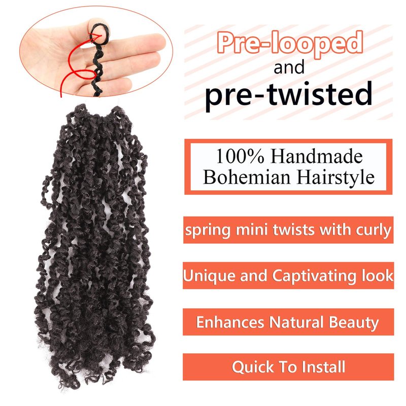 Yanky Twist Crochet Hair 16 Inch 8 Packs Crochet Yanky Twist Spring Mini Twist Mini Passion Twist with Curly Ends Synthetic Braids(30)