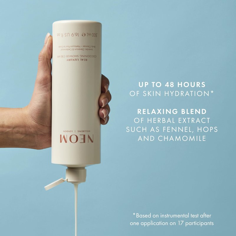 Neom- Real Luxury Cocooning Shower Cream | Lavendar, Geranium & Cedarwood (500 ml, 500 millilitre) (16.9 fl oz)